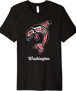 Native American Washington Red Orca Killer Whale Premium T-Shirt