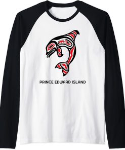 Prince Edward Island Indigenous Orca Killer Whales Raglan Baseball Tee