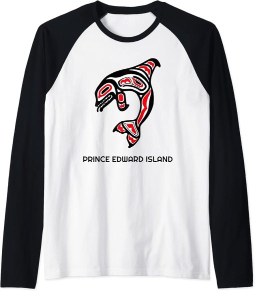 Prince Edward Island Indigenous Orca Killer Whales Raglan Baseball Tee