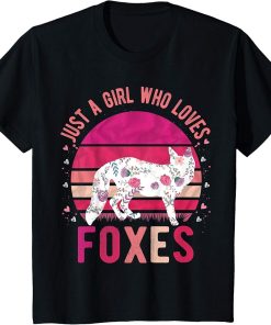 Kids Just a Girl Who Loves Foxes Vintage Retro Gift T-Shirt