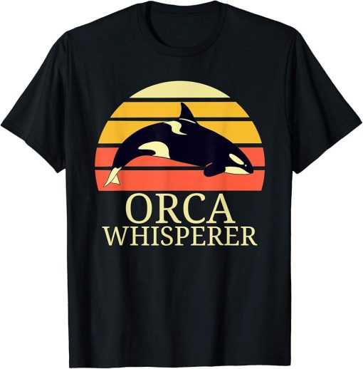 Vintage Orca Whisperer Retro Sunset Funny Orca Killer Whale T-Shirt